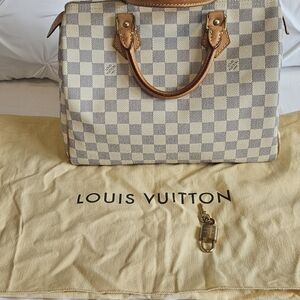 LOUIS VUITTON Damier Azur Speedy 30 Bag